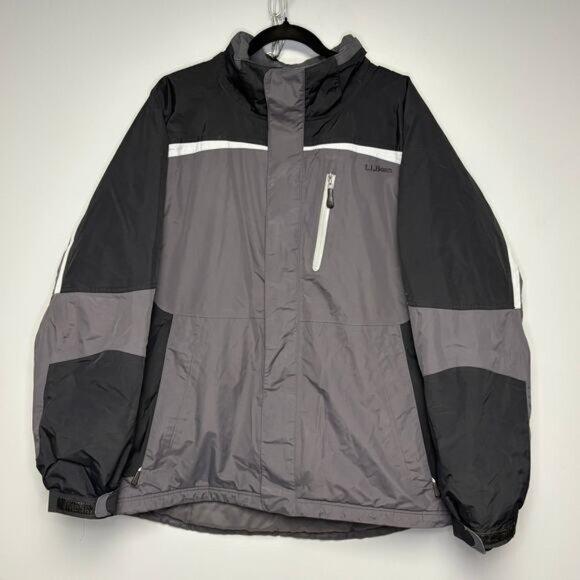 L.L. Bean Mens Black Grey Insulated Waterproof Winter Jacket Sz L *NO HOOD* - Picture 1 of 6